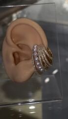 Çoklu incili kıkırdak küpe gold renk