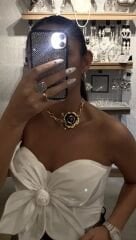 Tasarım gül kolye gold renk eskitme