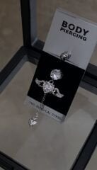 Cerrahi çelik göbek piercing kalp detaylı