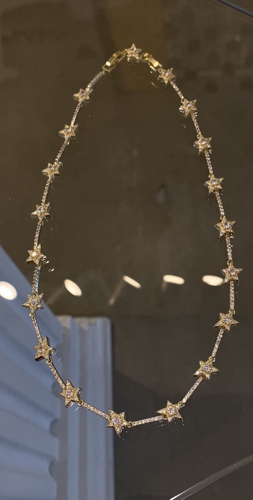 Taşlı yıldız kolye gold renk