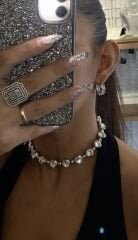 Taşlı choker kolye