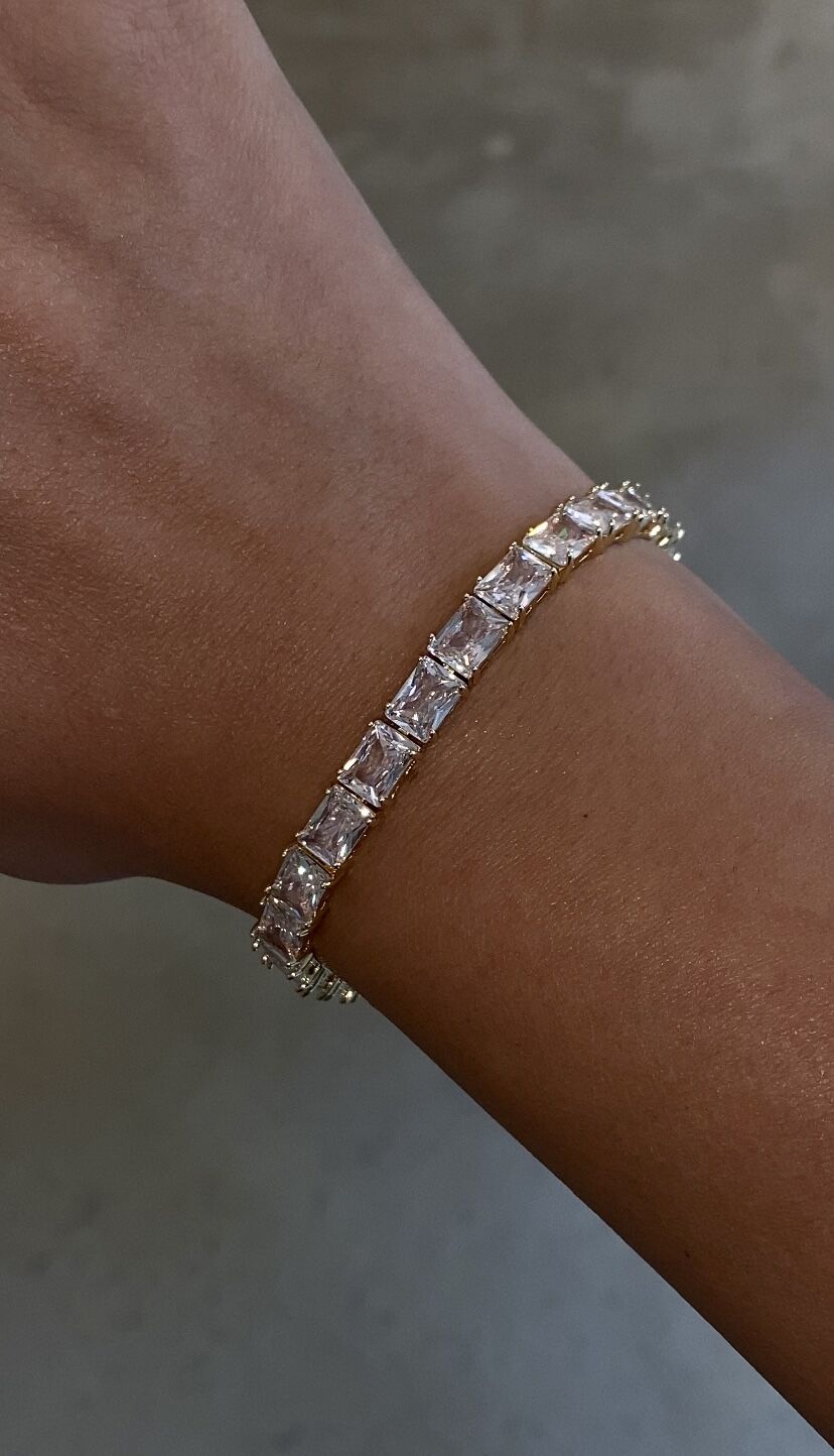 Baget kesim gold taşlı bileklik