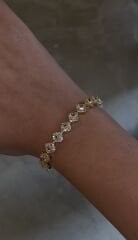 Kare baget taşlı bileklik gold renk