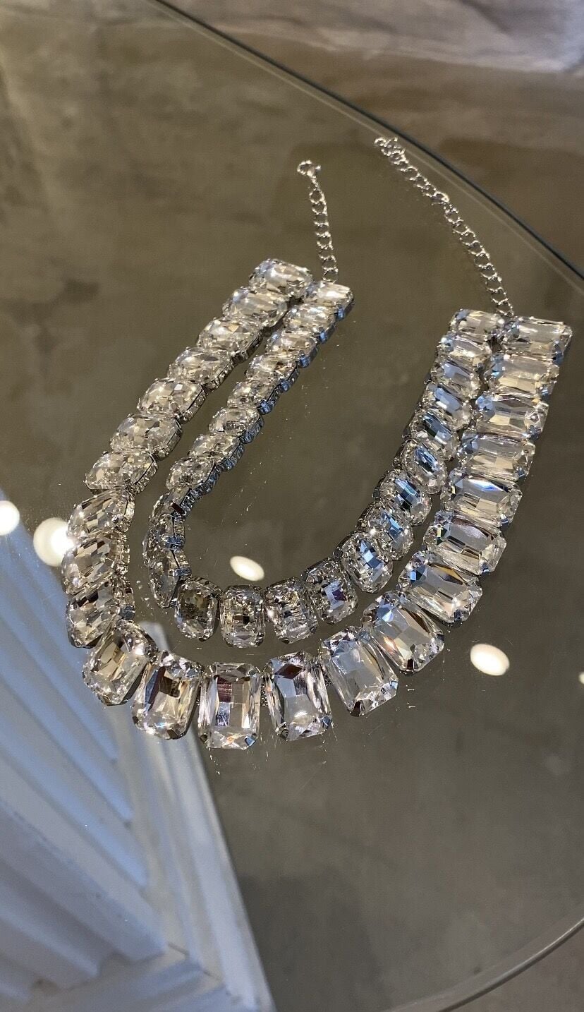 Baget kesim ikili choker kolye