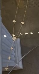 yıldız detaylı dekolte kolye Y model gold renk