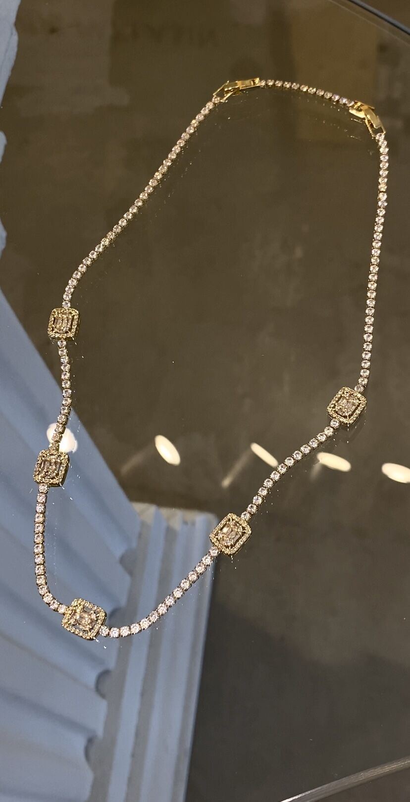 Suyolu baget kolye gold renk