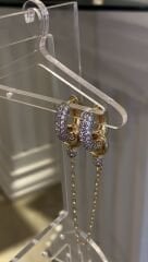 Çift renkli taşlı halka küpe