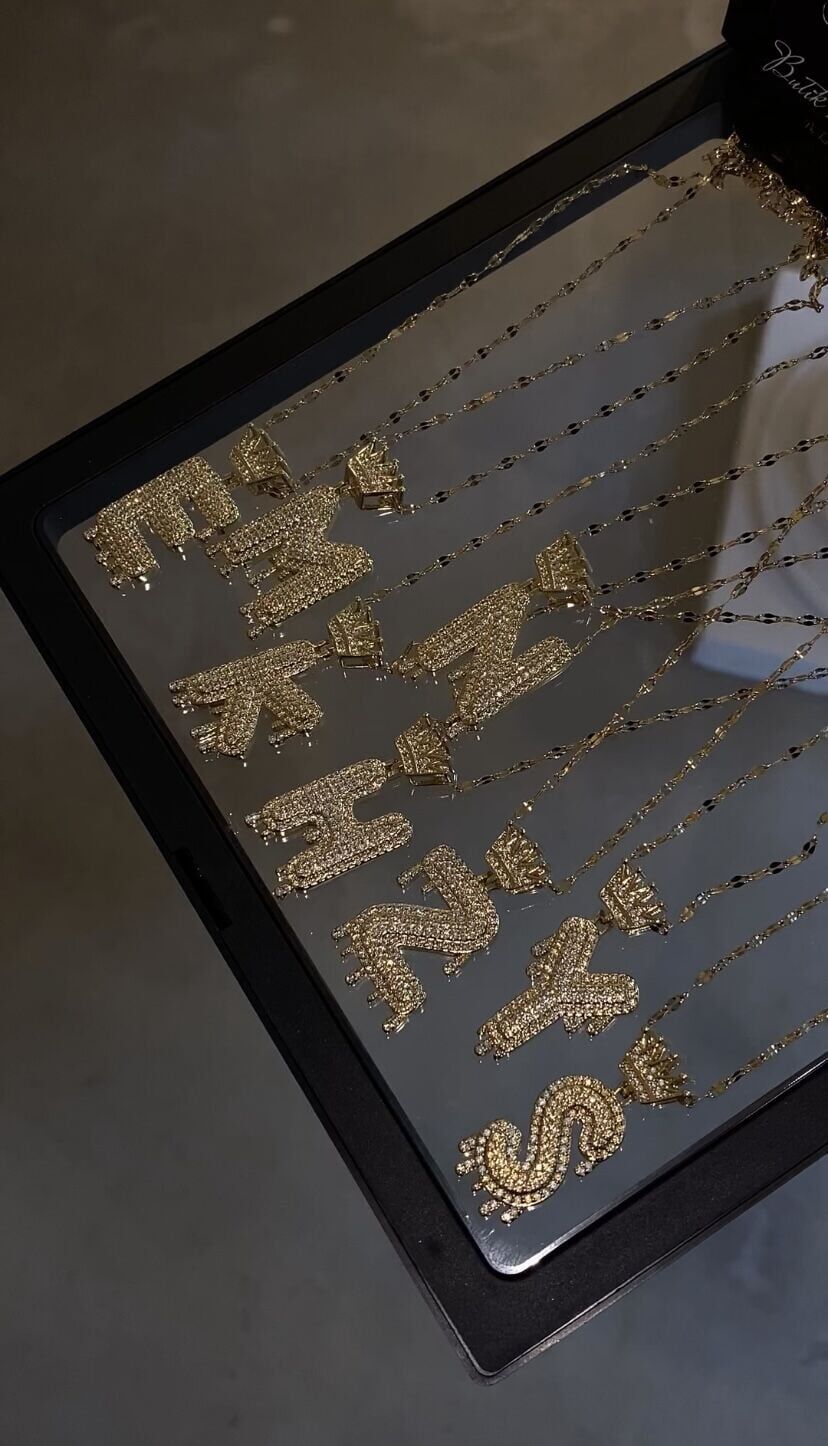 Çelik harf kolye gold renk