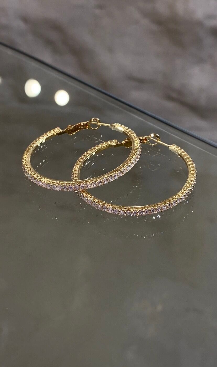 Baget kesim halka küpe gold renk