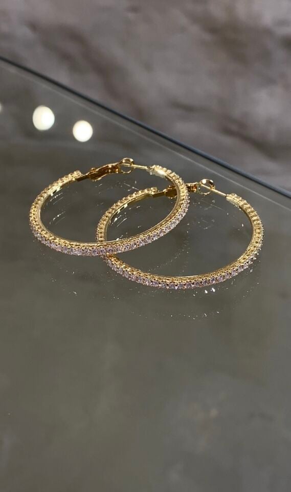 Baget kesim halka küpe gold renk