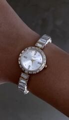 Baget kesim yuvarlak saat gold renk