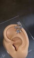 Çoklu yıldız kıkırdak küpe gold renk