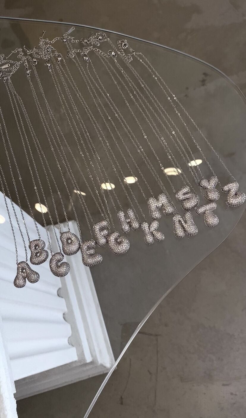 Çelik harf kolye tombul harf Y