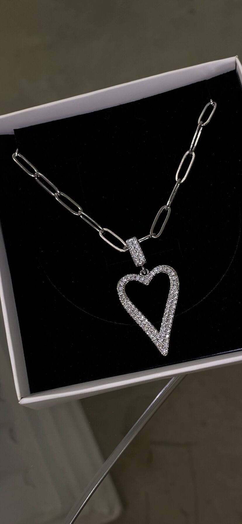 Çelik kalp kolye 60cm