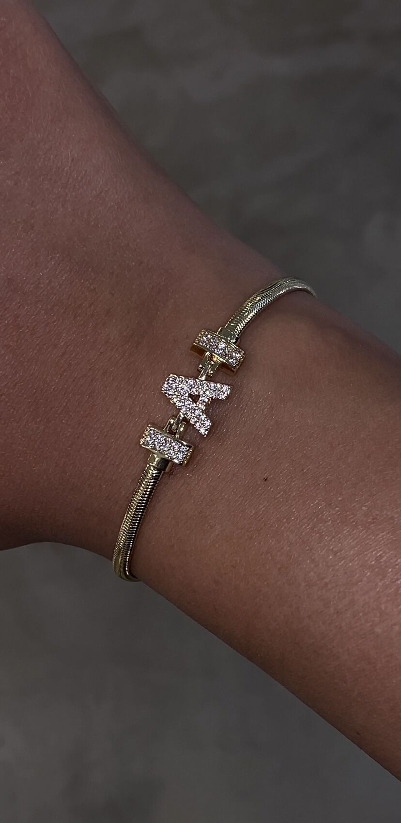 Harf bileklik gold renk