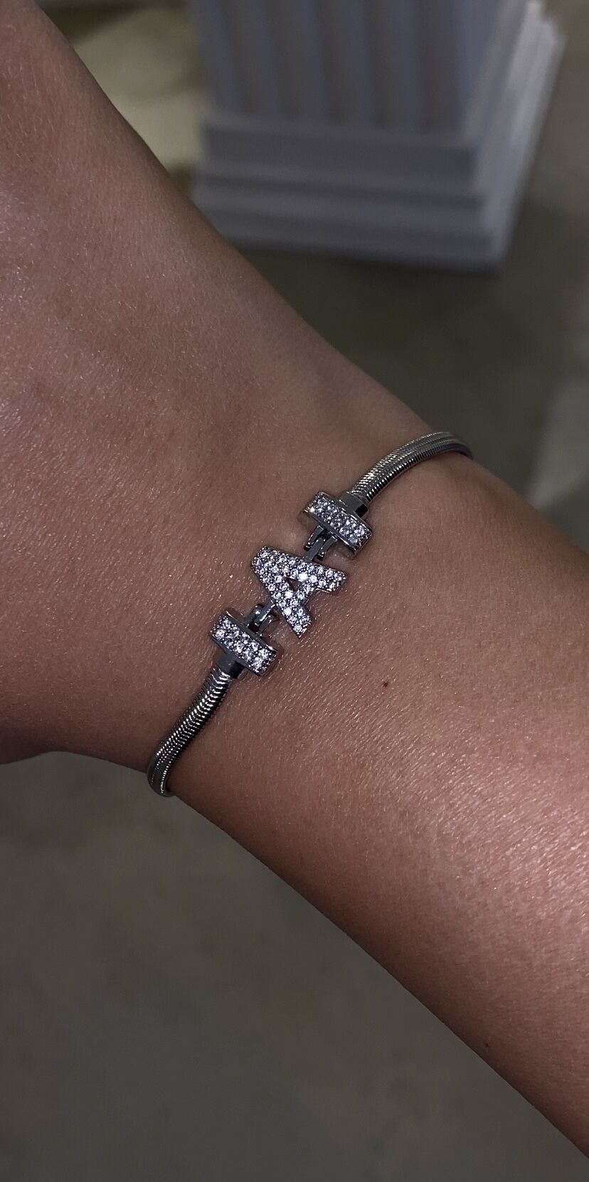 Çelik Harf bileklik gümüş renk