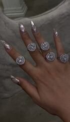 Taşlı kalp yüzük ayarlanabilir