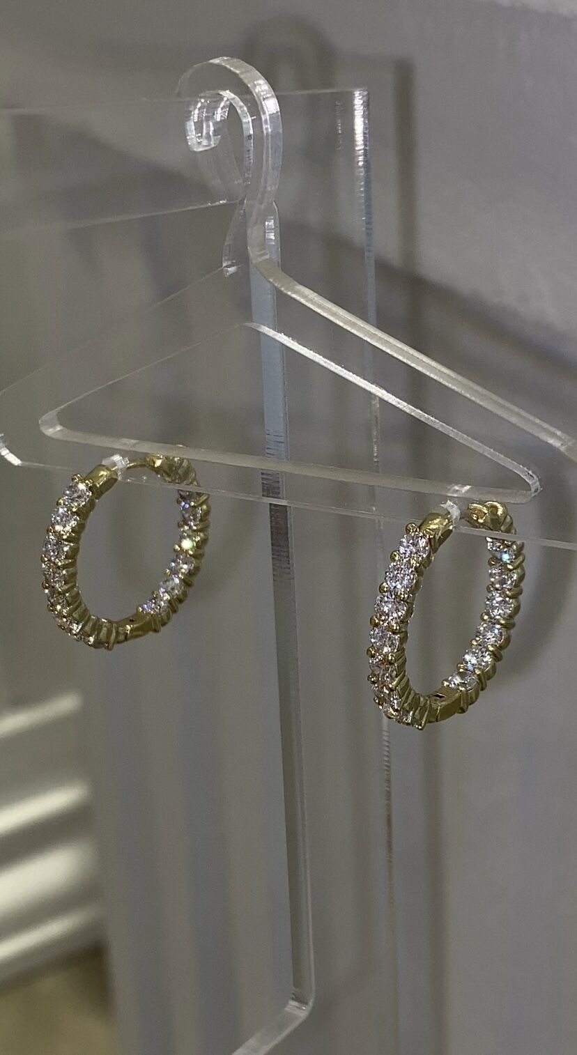 Taşlı halka küpe gold renk
