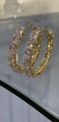 Taşlı halka küpe gold renk