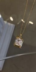 Tektaş baget kolye çelik gold renk